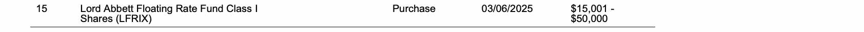 Row 15 of page 11 of the report, as printed